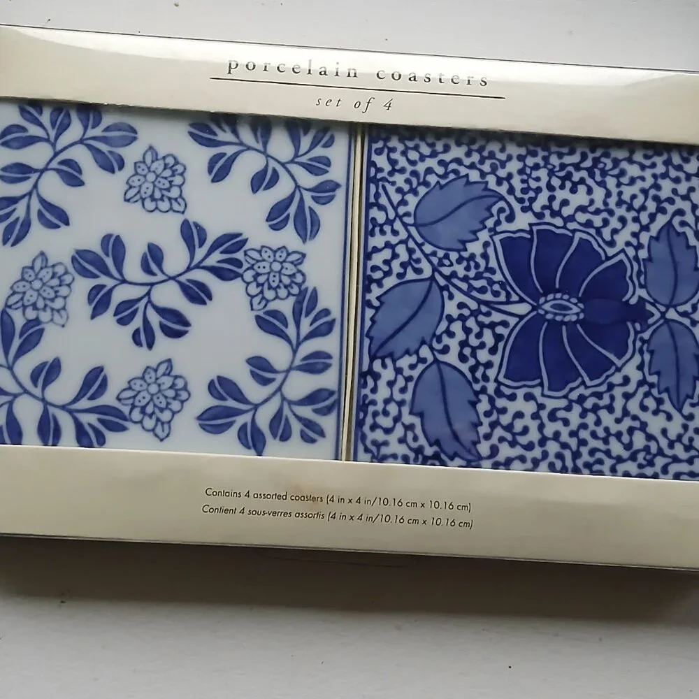 Pier1 Porcelain Coasters /Sous Verres set of 4 New